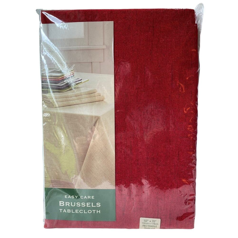 Brussels Easy Care Rectangle Tablecloth 100% Polyester Dark Red Seats 4-6 NEW